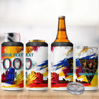 Personalised Brisbane Lions Football 4 in 1 Can Cooler Tumbler Australia City Skyline Graphic Fierce Mascot Art