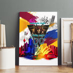 Personalised Brisbane Lions Football Canvas Wall Art Australia City Skyline Graphic Fierce Mascot Art