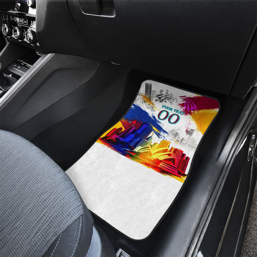 Personalised Brisbane Lions Football Car Mats Australia City Skyline Graphic Fierce Mascot Art