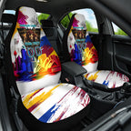 Personalised Brisbane Lions Football Car Seat Cover Australia City Skyline Graphic Fierce Mascot Art
