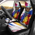 Personalised Brisbane Lions Football Car Seat Cover Australia City Skyline Graphic Fierce Mascot Art