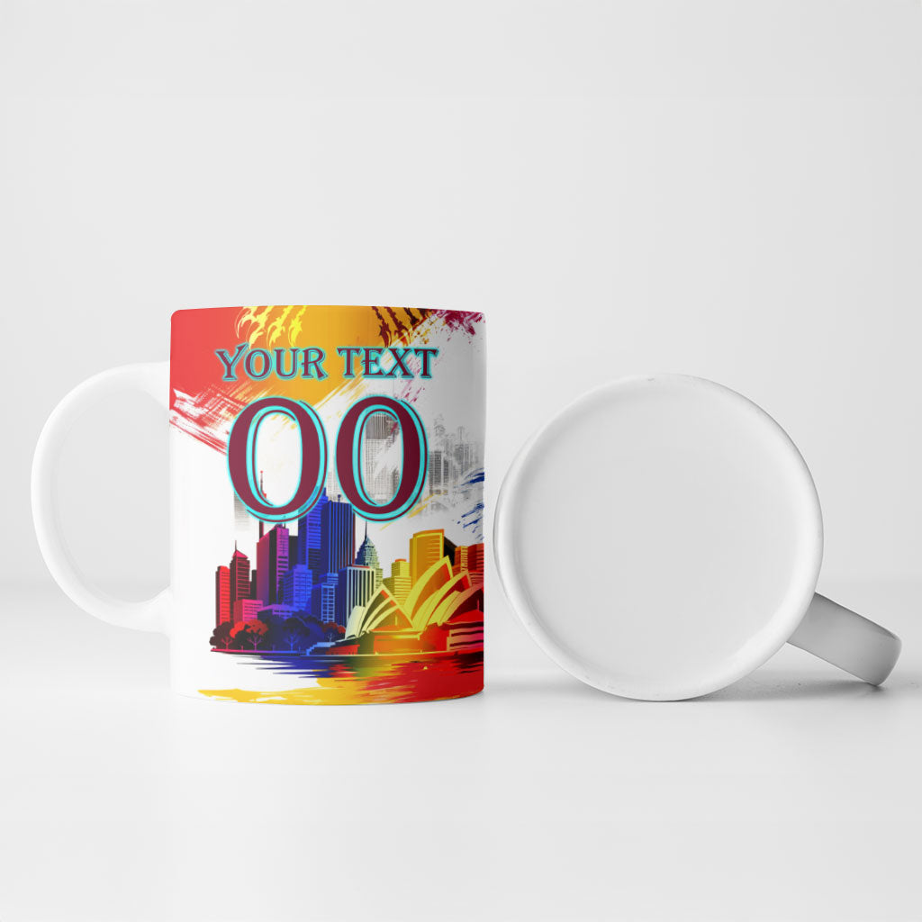 Personalised Brisbane Lions Football Ceramic Mug Australia City Skyline Graphic Fierce Mascot Art