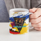 Personalised Brisbane Lions Football Ceramic Mug Australia City Skyline Graphic Fierce Mascot Art