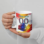 Personalised Brisbane Lions Football Ceramic Mug Australia City Skyline Graphic Fierce Mascot Art