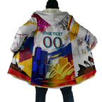 Personalised Brisbane Lions Football Cloak Australia City Skyline Graphic Fierce Mascot Art