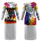 Personalised Brisbane Lions Football Couples Matching Long Sleeve Bodycon Dress and Hawaiian Shirt Australia City Skyline Graphic Fierce Mascot Art