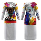 Personalised Brisbane Lions Football Couples Matching Long Sleeve Bodycon Dress and Long Sleeve Button Shirt Australia City Skyline Graphic Fierce Mascot Art
