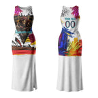 Personalised Brisbane Lions Football Couples Matching Tank Maxi Dress and Hawaiian Shirt Australia City Skyline Graphic Fierce Mascot Art