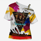 Personalised Brisbane Lions Football Cross Shoulder Shirt Australia City Skyline Graphic Fierce Mascot Art