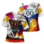 Personalised Brisbane Lions Football Cross Shoulder Shirt Australia City Skyline Graphic Fierce Mascot Art