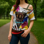 Personalised Brisbane Lions Football Cross Shoulder Shirt Australia City Skyline Graphic Fierce Mascot Art