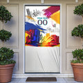 Personalised Brisbane Lions Football Door Cover Australia City Skyline Graphic Fierce Mascot Art