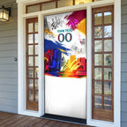 Personalised Brisbane Lions Football Door Cover Australia City Skyline Graphic Fierce Mascot Art