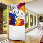 Personalised Brisbane Lions Football Door Cover Australia City Skyline Graphic Fierce Mascot Art