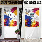 Personalised Brisbane Lions Football Door Cover Australia City Skyline Graphic Fierce Mascot Art