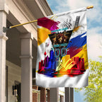 Personalised Brisbane Lions Football Garden Flag Australia City Skyline Graphic Fierce Mascot Art