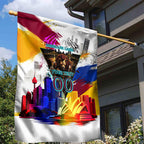 Personalised Brisbane Lions Football Garden Flag Australia City Skyline Graphic Fierce Mascot Art