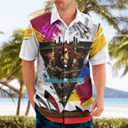 Personalised Brisbane Lions Football Hawaiian Shirt Australia City Skyline Graphic Fierce Mascot Art