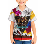 Personalised Brisbane Lions Football Hawaiian Shirt Australia City Skyline Graphic Fierce Mascot Art