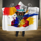Personalised Brisbane Lions Football Hooded Blanket Australia City Skyline Graphic Fierce Mascot Art