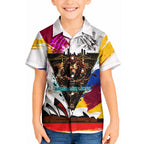 Personalised Brisbane Lions Football Kid Hawaiian Shirt Australia City Skyline Graphic Fierce Mascot Art