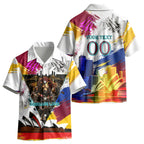 Personalised Brisbane Lions Football Kid Hawaiian Shirt Australia City Skyline Graphic Fierce Mascot Art