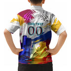 Personalised Brisbane Lions Football Kid Hawaiian Shirt Australia City Skyline Graphic Fierce Mascot Art