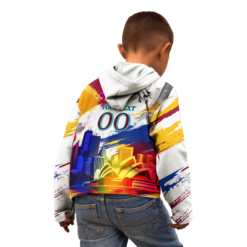 Personalised Brisbane Lions Football Kid Hoodie Australia City Skyline Graphic Fierce Mascot Art