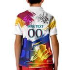 Personalised Brisbane Lions Football Kid Polo Shirt Australia City Skyline Graphic Fierce Mascot Art