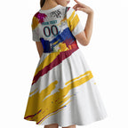 Personalised Brisbane Lions Football Kid Short Sleeve Dress Australia City Skyline Graphic Fierce Mascot Art