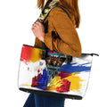 Personalised Brisbane Lions Football Leather Tote Bag Australia City Skyline Graphic Fierce Mascot Art