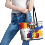 Personalised Brisbane Lions Football Leather Tote Bag Australia City Skyline Graphic Fierce Mascot Art