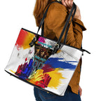 Personalised Brisbane Lions Football Leather Tote Bag Australia City Skyline Graphic Fierce Mascot Art