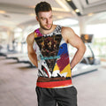 Personalised Brisbane Lions Football Men Tank Top Australia City Skyline Graphic Fierce Mascot Art