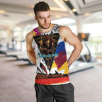 Personalised Brisbane Lions Football Men Tank Top Australia City Skyline Graphic Fierce Mascot Art