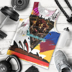 Personalised Brisbane Lions Football Men Tank Top Australia City Skyline Graphic Fierce Mascot Art