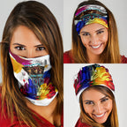 Personalised Brisbane Lions Football Neck Gaiter Australia City Skyline Graphic Fierce Mascot Art