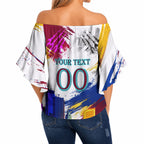 Personalised Brisbane Lions Football Off Shoulder Wrap Waist Top Australia City Skyline Graphic Fierce Mascot Art