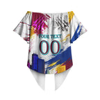 Personalised Brisbane Lions Football Off Shoulder Wrap Waist Top Australia City Skyline Graphic Fierce Mascot Art