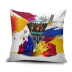 Personalised Brisbane Lions Football Pillow Cover Australia City Skyline Graphic Fierce Mascot Art