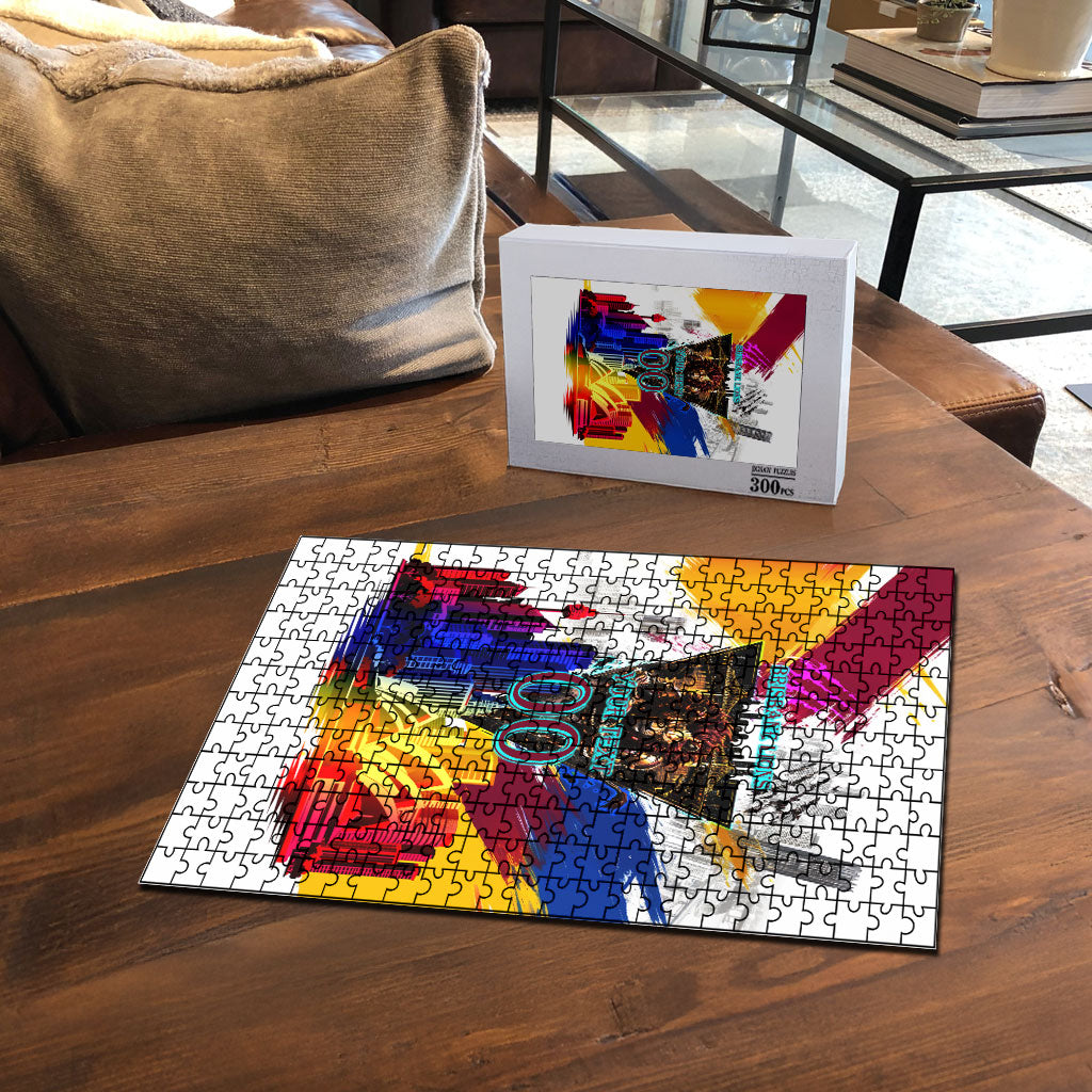 Personalised Brisbane Lions Football Puzzle Australia City Skyline Graphic Fierce Mascot Art