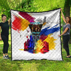 Personalised Brisbane Lions Football Quilt Australia City Skyline Graphic Fierce Mascot Art