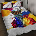 Personalised Brisbane Lions Football Quilt Bed Set Australia City Skyline Graphic Fierce Mascot Art