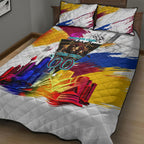 Personalised Brisbane Lions Football Quilt Bed Set Australia City Skyline Graphic Fierce Mascot Art