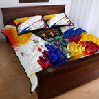Personalised Brisbane Lions Football Quilt Bed Set Australia City Skyline Graphic Fierce Mascot Art