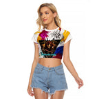 Personalised Brisbane Lions Football Raglan Cropped T Shirt Australia City Skyline Graphic Fierce Mascot Art