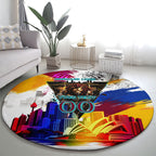 Personalised Brisbane Lions Football Round Carpet Australia City Skyline Graphic Fierce Mascot Art
