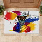 Personalised Brisbane Lions Football Rubber Doormat Australia City Skyline Graphic Fierce Mascot Art