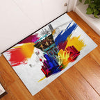 Personalised Brisbane Lions Football Rubber Doormat Australia City Skyline Graphic Fierce Mascot Art