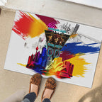 Personalised Brisbane Lions Football Rubber Doormat Australia City Skyline Graphic Fierce Mascot Art